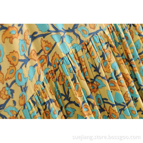 Factory Tank Top U-neck Fashion Flower Printing Dress